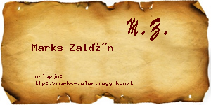 Marks Zalán névjegykártya